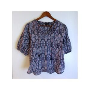 Banana Republic Boho Peasant‎ Top V-Neck Floral Print Blouse Size M / #5310